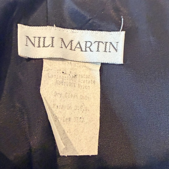 Vintage 1980s Nili Martin Strapless Black Evening Gown w/ Rhinestone Bow Sz 14 - Picture 8 of 11